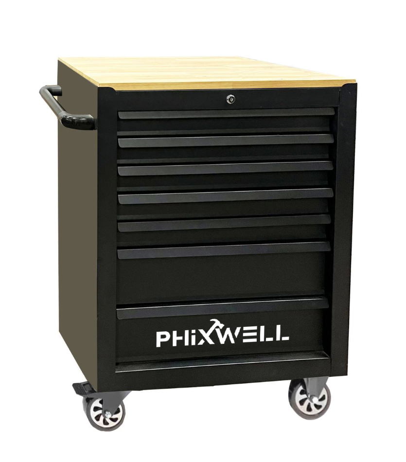 719506 PHIXWELL Mueble almacenaje 7 cajones con encimera de madera