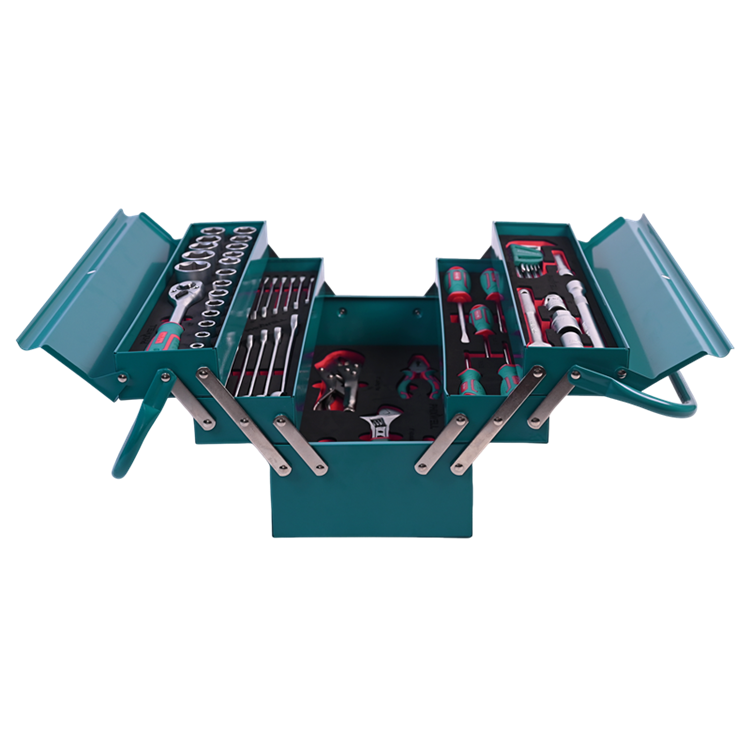 717302 PHIXWELL Juego de herramientas manuales con caja de hierro para el hogar, 56 piezas
