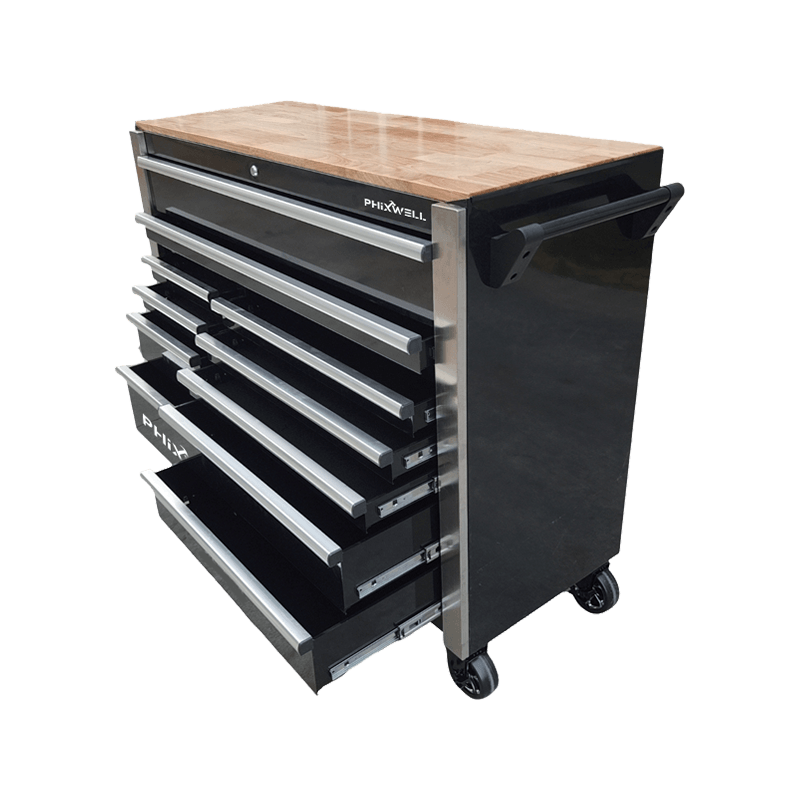 719520PHIXWELL Gabinete de herramientas de 11 cajones con juego de herramientas de 377 piezas